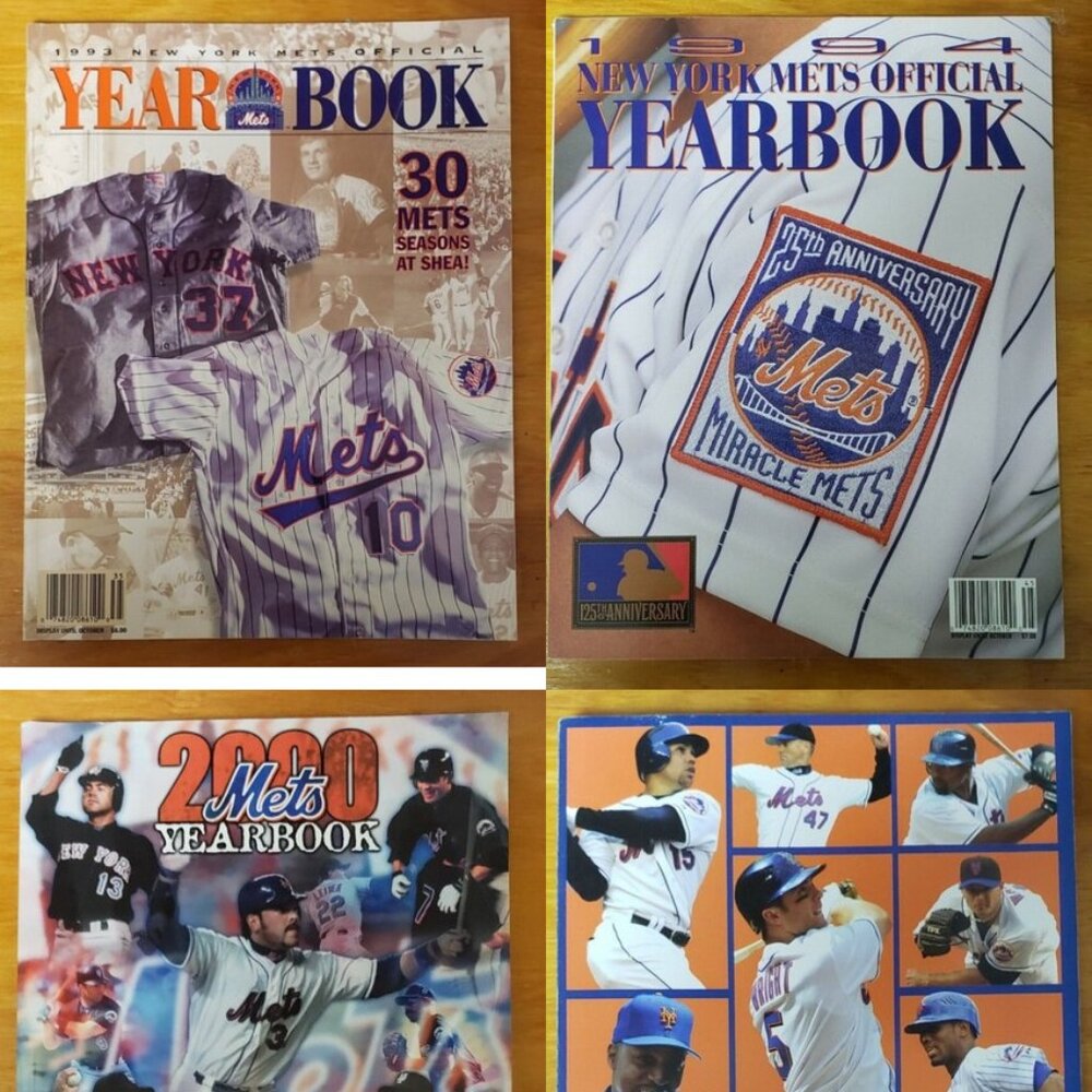 LOT OF 5 NEW YORK METS BASEBALL YEARBOOKS 1993-94 2000-07-08